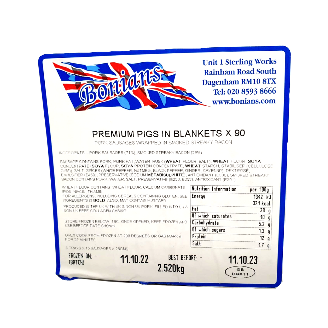 Frozen Pigs in Blankets 90 x 28g Albion Fine Foods Ltd.