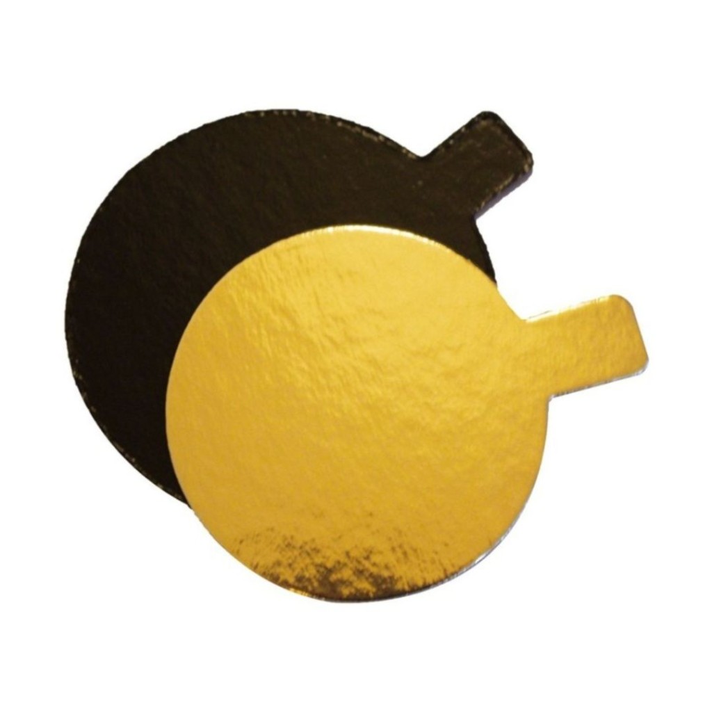 Cake Board, Round, Gold & Black, 7cm