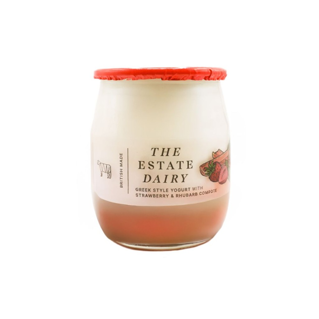 Yoghurt Strawberry & Rhubarb, Glass Jar - Estate Dairy