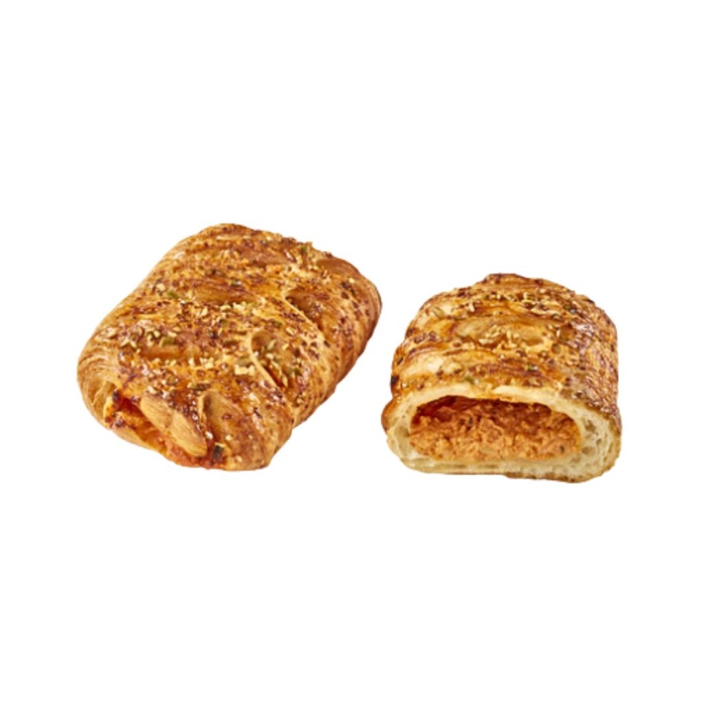 Pastry Delice Tomato & Goat Cheese Case, Frozen - Bridor cooked and cut on white background