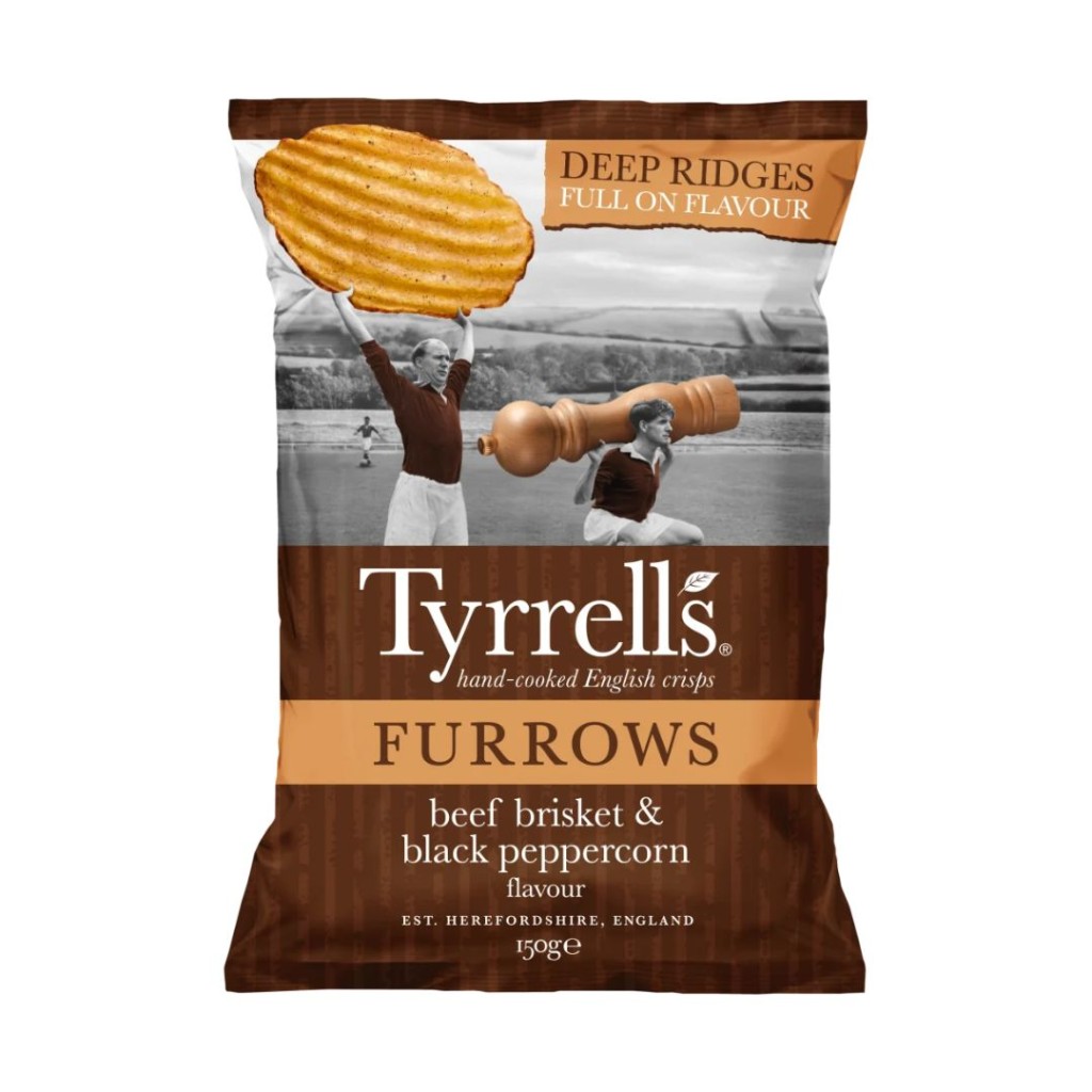Crisps, Furrows, Beef Brisket & Black Peppercorn - Tyrrells