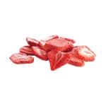 Strawberry Slices Freeze Dried in a 100 gram clear tub on a white background
