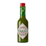 Tabasco Sauce Green 60ml boxed bottle on a white background
