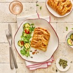 Pastry Delice Tomato & Goat Cheese Case, Frozen - Bridor cooked and cut on white background