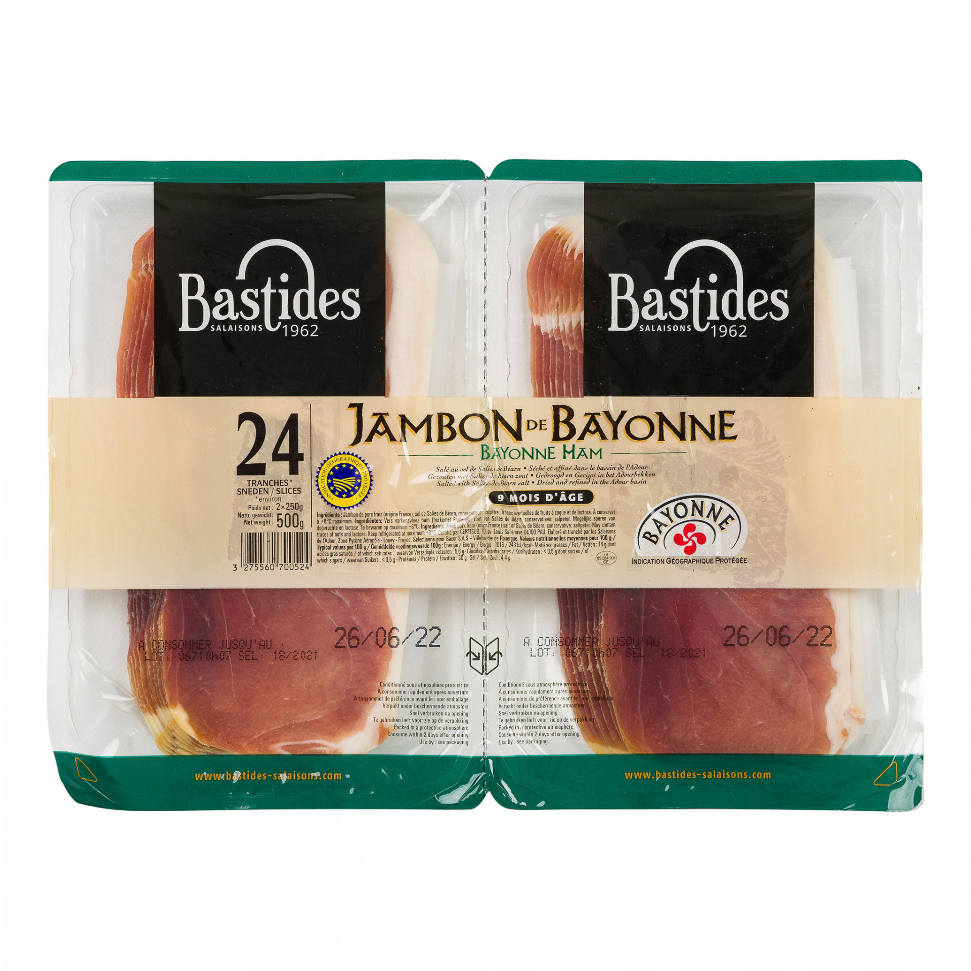 Bayonne Ham Sliced 500g (24 slices) Albion Fine Foods