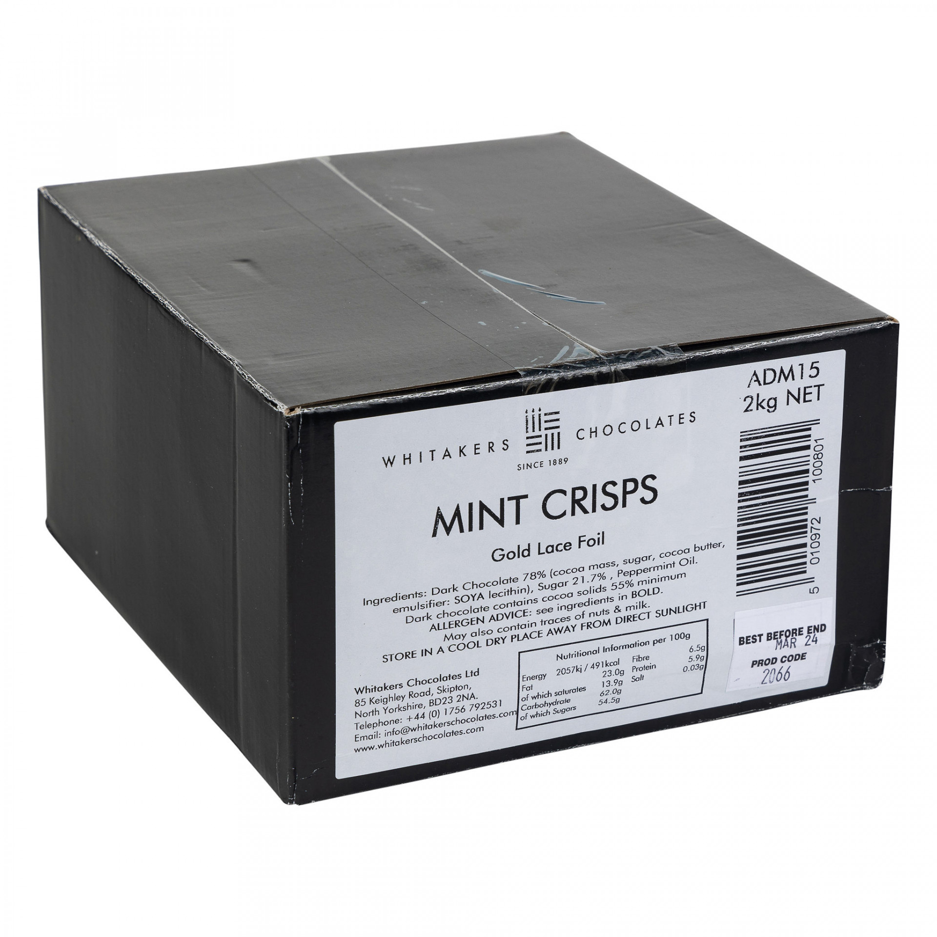 Whitakers Dark Chocolate Mint Crisps Gold 310 pcs / 2kg Albion Fine