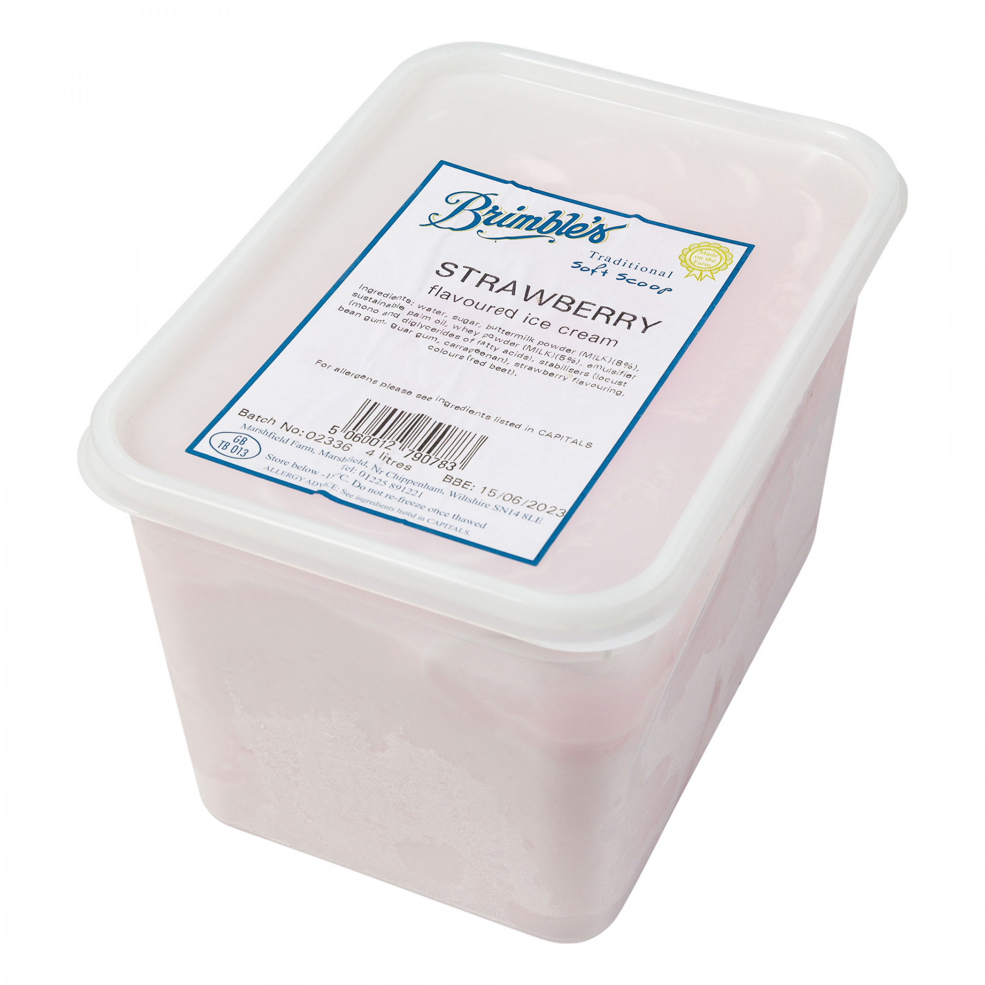 Brimbles IceCream Strawberry 4ltr Albion Fine Foods Ltd.