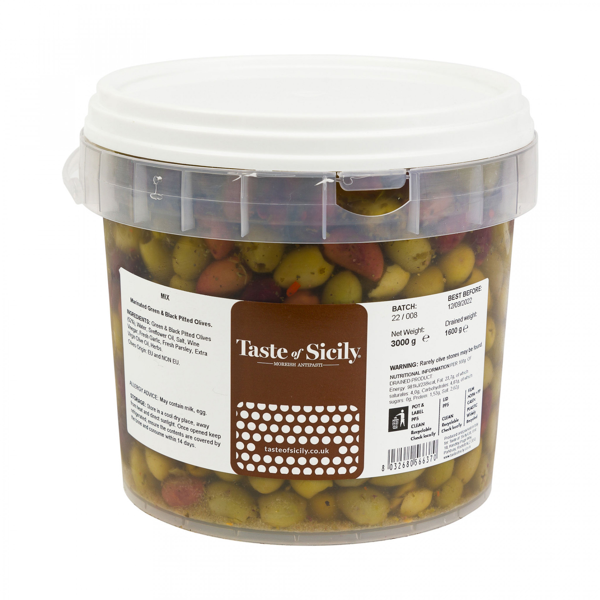 Mix Pitted Olives Taste Sicily 3kg Albion Fine Foods Ltd.